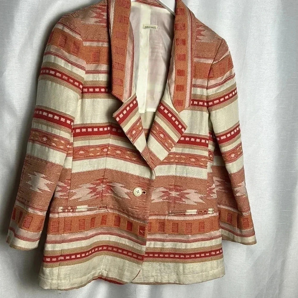 Made in Italy, (+) people.Blazer women medium.Linen,cotton,embroidered,Aztec,EC - Picture 3 of 16